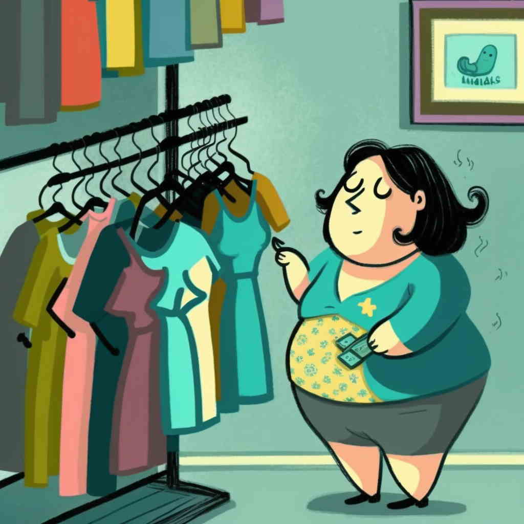 Woman choosing maternity clothes